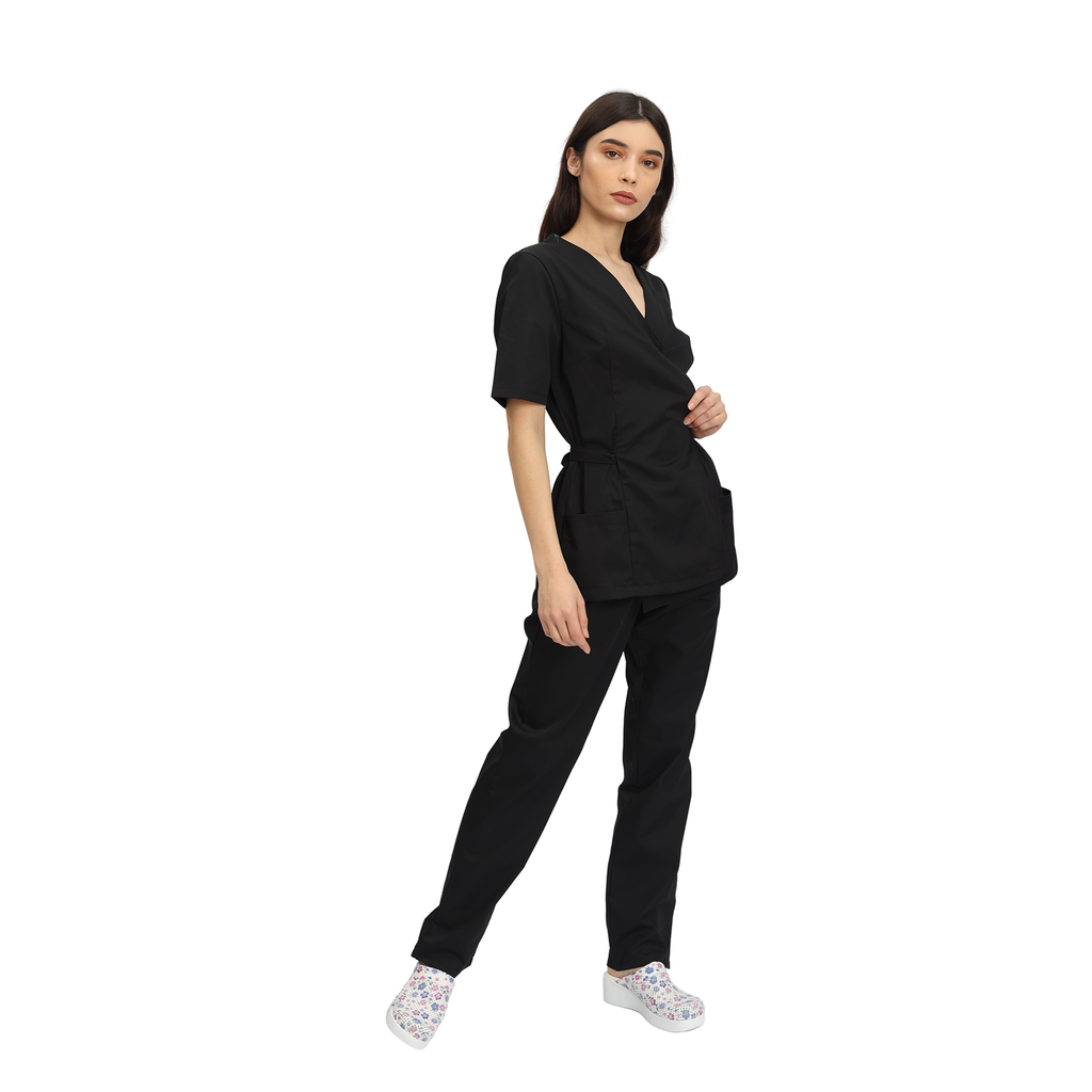 Compleu Medical Kimi, bluza medicala kimono si pantalon cu elastic | Inotex.ro